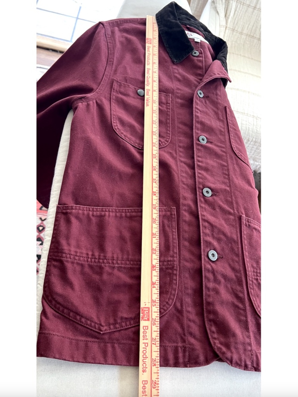 J. CREW WALLACE & BARNES Lightweight Twill Chore Jacket in Burgundy - S - Picture 8 of 9